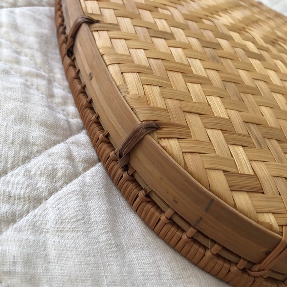 Boho Rattan Natural Wicker Wood tray Wall Hanging - Picture 7 of 12